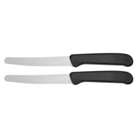 GRÄWE Brötchenmesser 2er Set | Wellenschliff Tafelmesser neutral schwarz | Spezialstahl & ergonomischer PP-Griff | rostfrei & spülmaschinengeeignet | ideal für Brot, Brötchen & Frühstück