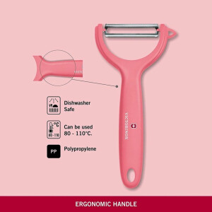 Victorinox, Tomaten- und Kiwischäler, Extra scharfe Klinge, mit Zackenschliff, zweischneidig, robuster Kunststoff-Griff, Hellrot, Made in Switzerland, Spülmaschinengeeignet