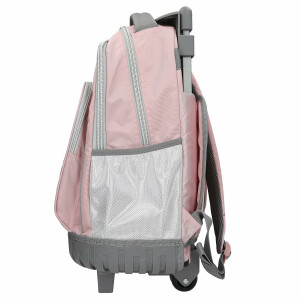 Depesche 13317 TOPModel My BFF - Schulrucksack Trolley in Rosa und Grau, mit Model Motiv und Glitzer, Schultasche mit Teleskopgriff und Rollen