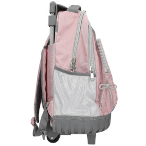 Depesche 13317 TOPModel My BFF - Schulrucksack Trolley in Rosa und Grau, mit Model Motiv und Glitzer, Schultasche mit Teleskopgriff und Rollen