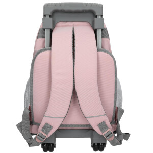 Depesche 13317 TOPModel My BFF - Schulrucksack Trolley in Rosa und Grau, mit Model Motiv und Glitzer, Schultasche mit Teleskopgriff und Rollen