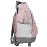 Depesche 13317 TOPModel My BFF - Schulrucksack Trolley in Rosa und Grau, mit Model Motiv und Glitzer, Schultasche mit Teleskopgriff und Rollen