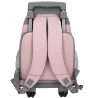 Depesche 13317 TOPModel My BFF - Schulrucksack Trolley in Rosa und Grau, mit Model Motiv und Glitzer, Schultasche mit Teleskopgriff und Rollen