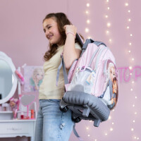 Depesche 13317 TOPModel My BFF - Schulrucksack Trolley in Rosa und Grau, mit Model Motiv und Glitzer, Schultasche mit Teleskopgriff und Rollen