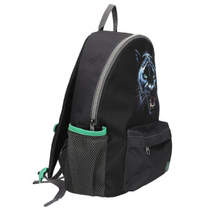 Depesche 13694 Adventure World Panther - Rucksack in Schwarz und Grün, mit Panther Motiv, Tasche mit verstellbaren Trägern