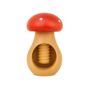 NEUSTANLO Nussknacker | Fliegenpilz Design in Rot | massives Buchenholz handgefertigt | Schraubgewinde mit dickem Gewinde | klassischer Charme | ideal für Walnüsse & Haselnüsse