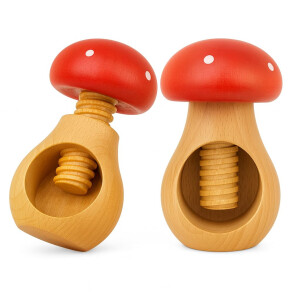 NEUSTANLO Nussknacker | Fliegenpilz Design in Rot | massives Buchenholz handgefertigt | Schraubgewinde mit dickem Gewinde | klassischer Charme | ideal für Walnüsse & Haselnüsse