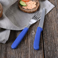GRÄWE Brötchenmesser 2er Set | Wellenschliff Tafelmesser neutral blau | Spezialstahl & ergonomischer PP-Griff | rostfrei & spülmaschinengeeignet | ideal für Brot, Brötchen & Frühstück