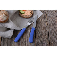 NEUSTANLO Brötchenmesser 6er Set | Wellenschliff Tafelmesser neutral blau | Spezialstahl & ergonomischer PP-Griff | rostfrei & spülmaschinengeeignet | ideal für Brot, Brötchen & Frühstück