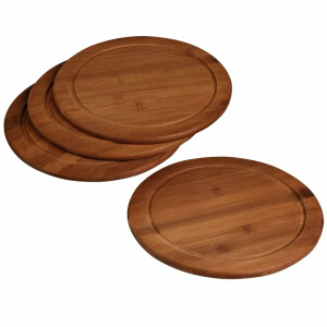 Kesper Vesperteller Set 4-teilig rund Ø 25 cm - Bambus Frühstücksteller mit Saftrille - nachhaltige Brotzeitteller aus FSC-zertifiziertem Holz - robust & messerschonend - 5944215