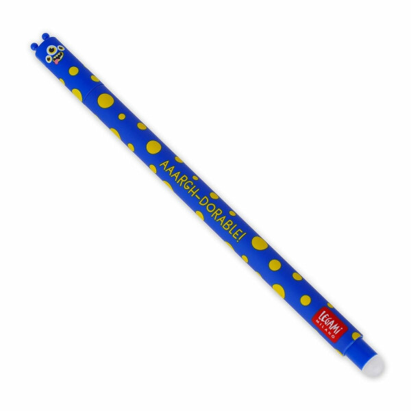 Legami - Radierbarer Gelschreiber, Kugel am Ende zum Entfernen von blauer Tinte, wärmeempfindlich, Durchmesser der Spitze 0,7 mm - Thema Monster