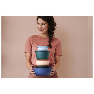 Mepal Multi Bowl Cirqula Round - Mikrowellen Geschir - Geeignet als Luftdichte Aufbewahrungsbox für den Kühlschrank, Mikrowellengeschirr & als Frischhaltedosen - 3000 ml - Nordic blue