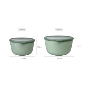 Mepal Multi Bowl Cirqula Round - Mikrowellen Geschir - Geeignet als Luftdichte Aufbewahrungsbox für den Kühlschrank, Mikrowellengeschirr & als Frischhaltedosen - 3000 ml - Nordic blue