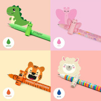 LEGAMI 10er Set radierbare Gelstifte Farm Set + Hippo, Tiger, Schmetterling, Dino, Lama und Pinguin - verschiedene Schreibfarben
