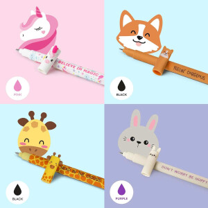 LEGAMI 10er Set radierbare Gelstifte Dino, Hai, Giraffe, Corgi, Bunny, Panda, Einhorn, Pinguin, Tiger und Schmetterling