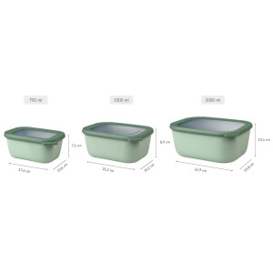 Mepal Multi Bowl Cirqula Rectangular - Mikrowellen Geschir - Geeignet als Luftdichte Aufbewahrungsbox für den Kühlschrank, Mikrowellengeschirr & als Frischhaltedosen - 3000 ml - Vivid lilac
