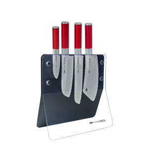 TANNER - Der kleine Kaufmann DEKO - F. Dick Messer Set mit 4 Holzmessern inkl. Messerblock (Abmessung 18,5 x 9 x 28,5 cm, Material FSC-zertifiziertes Holz) 0507.3