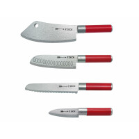 TANNER - Der kleine Kaufmann DEKO - F. Dick Messer Set mit 4 Holzmessern inkl. Messerblock (Abmessung 18,5 x 9 x 28,5 cm, Material FSC-zertifiziertes Holz) 0507.3