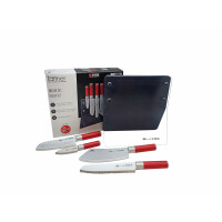 TANNER - Der kleine Kaufmann DEKO - F. Dick Messer Set mit 4 Holzmessern inkl. Messerblock (Abmessung 18,5 x 9 x 28,5 cm, Material FSC-zertifiziertes Holz) 0507.3