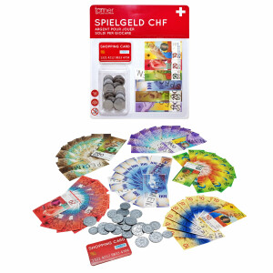 tanner DER KLEINE KAUFMANN TANNER Deco - Schweizer Spielgeldkarte CHF, aus Papier und Kunststoff, Zubehör für Kaufmannsladen, Spielgeld, 0208.9
