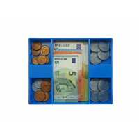tanner DER KLEINE KAUFMANN TANNER Deco - Geldkassette mit Eurospielgeld (Kaufladenzubehör, aus Kunststoff, Geld für Kaufladen) 0209.6