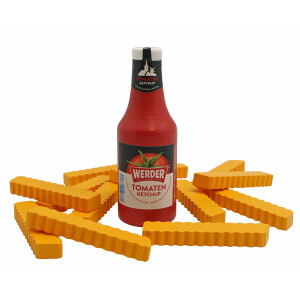 Tanner - Der kleine Kaufmann DEKO - Bratwurst mit Pommes und Ketchup (Abmessung 30 x 20 x 5 cm, Material Holz) 0621.6