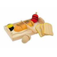 tanner DER KLEINE KAUFMANN TANNER Deco - Frühstückstablett zum Schneiden, mit verschiedenen Broten, Zubehör für Kaufmannsladen, lebensmittelechtes Design, 0901.9