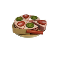 tanner DER KLEINE KAUFMANN TANNER Deco - Erdbeertorte zum Schneiden, Torte mit 6 Stücken, Zubehör für Kaufmannsladen, lebensmittelechtes Design, 0985.9