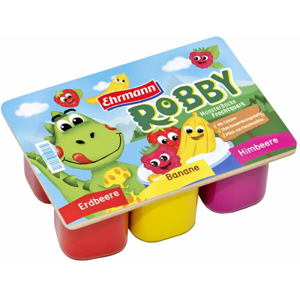 Tanner - Der kleine Kaufmann DEKO Ehrmann Robby Früchte Quark (Kaufladenzubehör, 6-er pack aus Holz, scannbar) 0997.2
