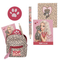 TOPModel Mini Rucksack mit Schreibset | Notizbuch, Bleistift & Radierer | Mini Backpack mit Karabiner | Anhänger für Tasche & Schlüssel | Kinder Schreibwaren Set