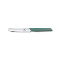 Victorinox Swiss Modern Tomaten- & Tafelmesser Sage | 6er Set | 11 cm Wellenschliff-Klinge aus rostfreiem Stahl | ergonomischer Kunststoffgriff | spülmaschinengeeignet | ideal für Obst & Gemüse