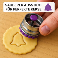 Neustanlo Ausstechformen Set rund & Glocke | Edelstahl Plätzchenausstecher mit Kunststoffrand | rostfrei & spülmaschinenfest | Keksausstecher für Weihnachten, Plätzchen & Fondant