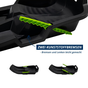 KHW Minibob | Anthrazit | schneller Kinderschlitten aus Kunststoff | mit Brems- & Lenkfunktion | Made in Germany | TÜV-geprüft | 80×40×20 cm