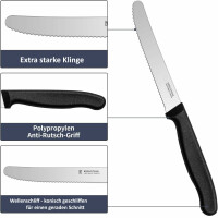 NEUSTANLO | Tafelmesser aus rostfreiem Stahl | 6 Stück | Pink | extra scharfer Wellenschliff | ideales Brötchenmesser, Tomatenmesser für den Frühstückstisch