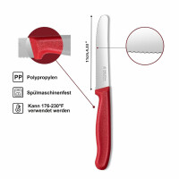 NEUSTANLO | Tafelmesser aus rostfreiem Stahl | 6 Stück | Pink | extra scharfer Wellenschliff | ideales Brötchenmesser, Tomatenmesser für den Frühstückstisch
