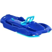 Neustanlo by AlpenGaudi | Lenkschlitten Space | Blau | Schlitten mit Handbremse & Kufen | robust & leicht für perfekten Schneespaß | Made in Italien