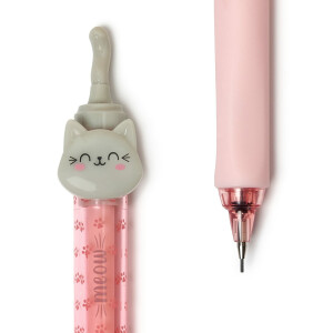 Legami - Druckbleistift, Meow, Ø 1,2 cm, 1 Mine 0,7 mm HB Inklusive Ergonomischer Silikongriff, Präzises Schreiben