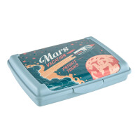 keeeper Handliche Box für Essen, Brotdose / Lunchbox, Transparent, 17 x 13 x 3,5 cm, Design Sandwich, Carla Mini, Nordic Blue