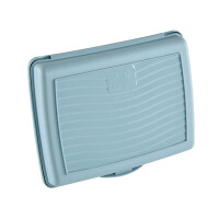 keeeper Handliche Box für Essen, Brotdose / Lunchbox, Transparent, 17 x 13 x 3,5 cm, Design Sandwich, Carla Mini, Nordic Blue