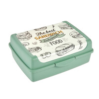 keeeper Handliche Box für Essen, 1 l, Brotdose / Lunchbox, 17 x 13 x 7 cm, Design Sandwich, Carla Midi, Grün (Nordic Green)