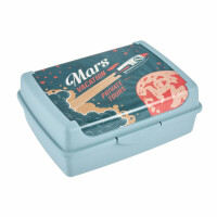 keeeper Handliche Box für Essen, 1 l, Brotdose / Lunchbox, 17 x 13 x 7 cm, Design Space Tour, Carla Midi, Blau (Nordic Blue)