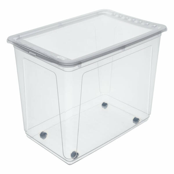 keeeper Aufbewahrungsbox mit Rollen und Air Control System, 63 l, 59 x 39 x 42 cm, Bert, Natur (Transparent)
