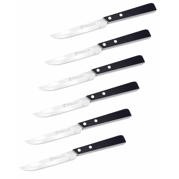 Marsvogel - Universalmesser Made in Solingen - Allzweckmesser - gerade Klinge - Mikroverzahnung - Doppelseitiger Hohlschliff - schwarz/weiß - extra Scharf - Handmade (Schwarz, 6)
