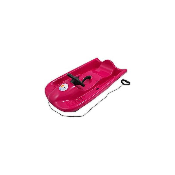 KHW Snow Flyer Schlitten | Pink | HDPE Kunststoff | Lenkbarer Kinder-Schlitten ab 6 Jahren | Metallbremse & ergonomischer Sitz | TÜV-geprüft, Spiel gut Siegel | bis 80 kg belastbar