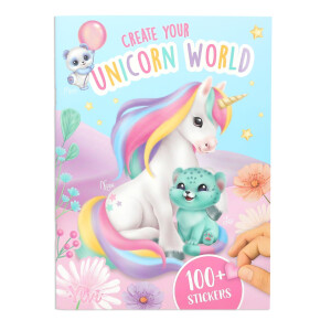 Depesche 13880 Ylvi Create Your Unicorn World - Stickerbuch mit 20 Seiten zum Gestalten magischer Hintergrund-Motive, inkl. 6 Stickerbogen Glitter-, Silber- und Schaumstoff-Sticker