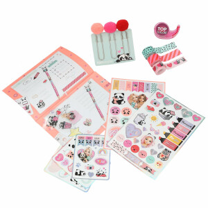 Depesche 13904 TOPModel Create Your Diary - Tagebuch Set mit Notizbuch in Rosa und einem 3D Panda-Kopf, inkl. Washi Tape, Sticker, Bleistift UVM.