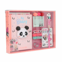 Depesche 13904 TOPModel Create Your Diary - Tagebuch Set mit Notizbuch in Rosa und einem 3D Panda-Kopf, inkl. Washi Tape, Sticker, Bleistift UVM.