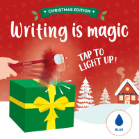 Legami - Kugelschreiber mit leuchtendem Weihnachtsmann, Writing is Magic, blaue Tinte, LED-Schreibstift für Kinder und Erwachsene, 0,7 mm Spitze, Santa Claus-Thema