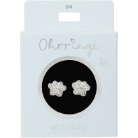 Depesche 13914.004 Glitzer Stecker-Ohrringe in Silber, mit Pfoten Motiv und Glitzersteinen, als kleines Geschenk