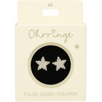 Depesche 13914.022 Glitzer Stecker-Ohrringe in Gold, mit Sterne Motiv und Glitzersteinen, als kleines Geschenk